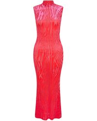 Sour Figs - Zebra Pattern High Neck Sleeveless Velvet Dress - Lyst