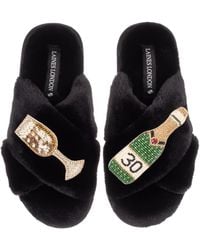 Laines London - Classic Laines Slippers With Champagne & Glass 30Th Birthday Brooches - Lyst