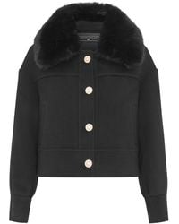 Hortons England - Cropped Wool-Cashmere Jacket with Fur Collar - Lyst