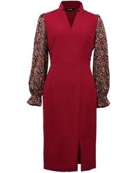 Smart and Joy - Chiffon Sleeves V-Neck Tailor Dress - Lyst