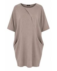Conquista - Camel Cocoon Dress With Front Drape Detail - Lyst