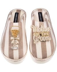 Laines London - Neutrals Flatform Stripe Closed Toe Slippers With Mother Of The Groom Brooches - Lyst