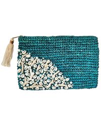 OhSun - Coralie Raffia, Shell, And Pearl Clutch - Lyst
