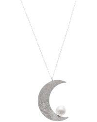 Silver Moon - Sterling Necklace With Pendant And Pearl - Lyst
