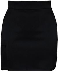 2KStyle - Caraco High-Waisted Split Satin Mini Skirt - Lyst