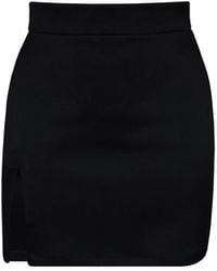 2KStyle - Caraco High-Waisted Split Satin Mini Skirt - Lyst