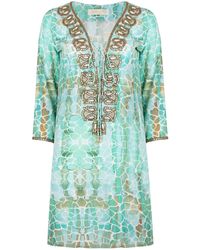 Sophia Alexia - Aqua Pebbles Silk Taj Kaftan - Lyst