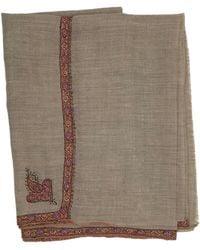 Kaminee - Neutrals Pure Cashmere Stole With Paisley Hand Embroidery - Lyst