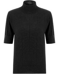 Peraluna - Betty High Neck Short Sleeve Knitwear Fine Blouse - Lyst