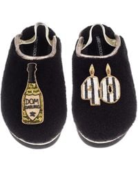 Laines London - Flatform Cloud Closed Toe Slippers With Stripe 40Th Birthday & Dom Darling Brooches - Lyst