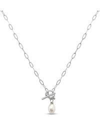 Clemence Wren - T-Bar Paperclip Freshwater Pearl Necklace - Lyst