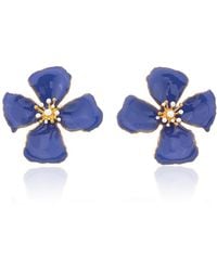 Milou Jewelry - Very Peri Hibiscus Flower Earrings - Lyst