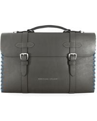 Anchor & Crew Falcon Grey Rufford Leather & Rope Briefcase Large