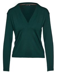 Conquista - Long Sleeve Faux Wrap Top In Stretch Jersey Sustainable Fabric - Lyst