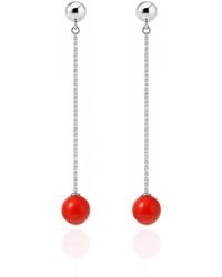 Unaloe - Sterling Coral Drop Earrings – Contemporary Minimalist Chain Designer Jewelry - Lyst