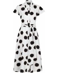 Lioness by Tf - Absolute Polka Dot Linen Short Sleeve Shirt Dress - Lyst