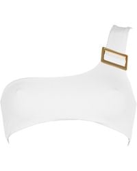 ANTONINIAS - Dulcet One-shoulder Bikini Top With Golden Buckle In - Lyst