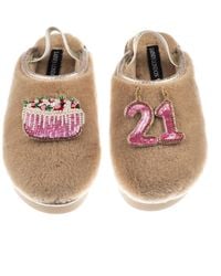 Laines London - Neutrals Flatform Cloud Closed Toe Slippers With 21St Birthday & Cake Brooches - Lyst