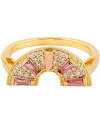 Artisan - 18k Yellow Gold Baguette Sapphire Rohodolite Opal Tourmaline Diamond Ring Jewelry - Lyst