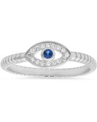 Kylie Harper - Sterling Petite Diamond Cz Evil Eye Ring - Lyst