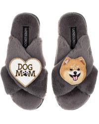 Laines London - Classic Laines Slippers With Teddy The Pomeranian & Dog Mum Mom Brooches - Lyst