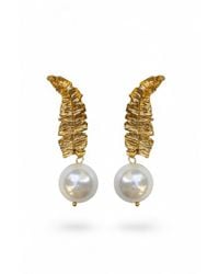 Sunset Magic Studio - Palm Leaf & Mallorca Pearl Earrings - Lyst