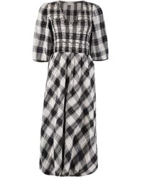 Rose & Nancy - Nella & Cotton Check Smocked Midi Dress - Lyst