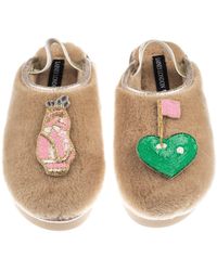 Laines London - Neutrals Flatform Cloud Closed Toe Slippers With Golf Lover Brooches - Lyst