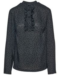 Conquista - Polka Dot Blouse With Ruffle Detail - Lyst
