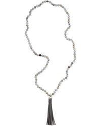 Heather Hawkins Jewelry - Talulah Belle Gemstone Beaded Long Necklace With Suede Tassel - Lyst