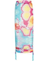 No'design - Sheer Midi Skirt With Side Ruched Detail - Lyst