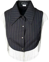 L2R THE LABEL - Pinstriped Reversible Metallic Fringe Vest - Lyst
