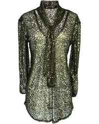 Jennafer Grace - Haze Sequin Tie Front Blouse - Lyst