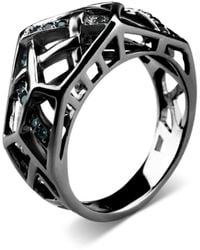 Bellus Domina - Rhodium Plated Crossover Topaz Ring - Lyst