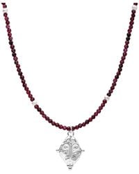 Seven Saints - Aries Gemstone Choker Necklace, Garnet, Rhodium Plated - Lyst