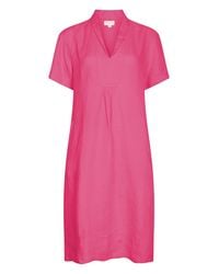 NoLoGo-chic - Elodie Short Sleeve Midi Dress Linen - Lyst