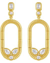 Artisan - Mixed Diamond Oval Drop Earrings - Lyst