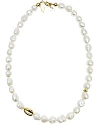 Farra - Irregular Freshwater Pearls With Shell Charm Necklace - Lyst