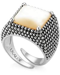 Unaloe - Adjustable Square Ring Sterling With Mother Of Pearl - Lyst