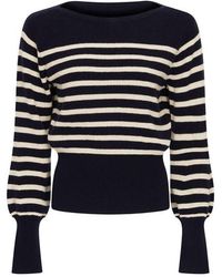 Guinea London - Breton & Cream Lurex Stripe Wool & Cashmere Jumper - Lyst