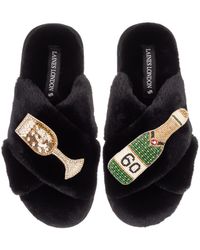 Laines London - Classic Laines Slippers With Champagne & Glass 60Th Birthday Brooches - Lyst