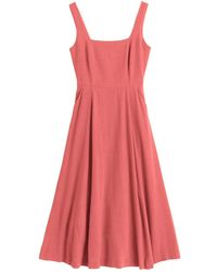 Louche - Baya Linen Mix Square Neck Midi Dress - Lyst