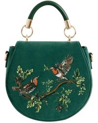Fable England - Fable Robin Love Embroidered Saddle Bag Fern Velvet - Lyst