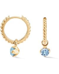 Dower & Hall - Aquamarine Charm On Large Dotty Orissa Hoops - Lyst