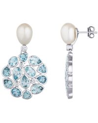 Lulu B London - Topaz & Pearl Statement Stud Drop Earrings - Lyst