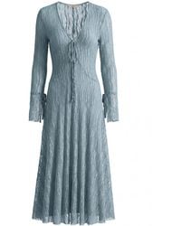 Belsize25 - Trumpet Dress Flared Sleeve Sheer Lace Knit Dress - Lyst