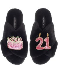 Laines London - Classic Laines Slippers With 21st Birthday & Cake Brooches - Lyst