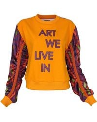Lalipop Design - Color Block Sweatshirt With Satin Puff Sleeves - Lyst