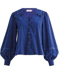 Louche - Pallas Babycord Big Collar Ric Rac Trimmed Blouse - Lyst