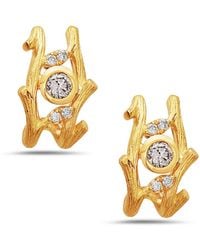 Artisan - 18k Yellow Gold Bezel Set Natural Diamond Designer Stud Earrings - Lyst